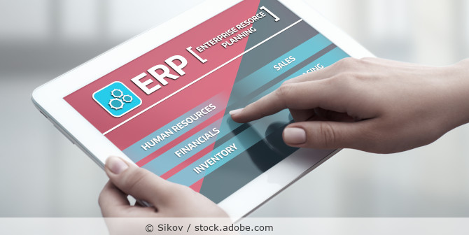 ERP-Systembild auf einem Tablet