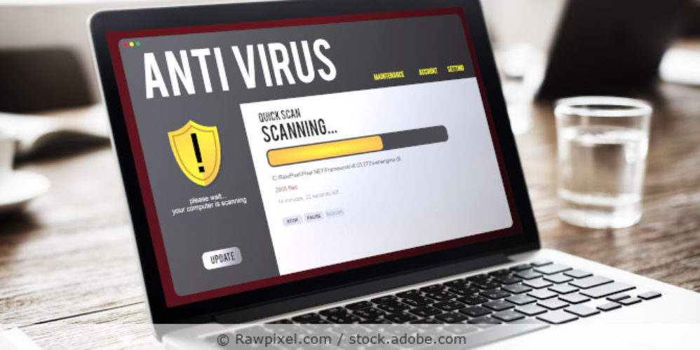 Virenschutzsoftware auf einem Laptop