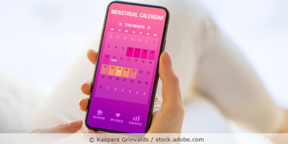 Menstruationskalender auf einem Smartphone