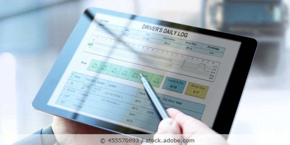 digitales Fahrtenbuch auf einem Tablet